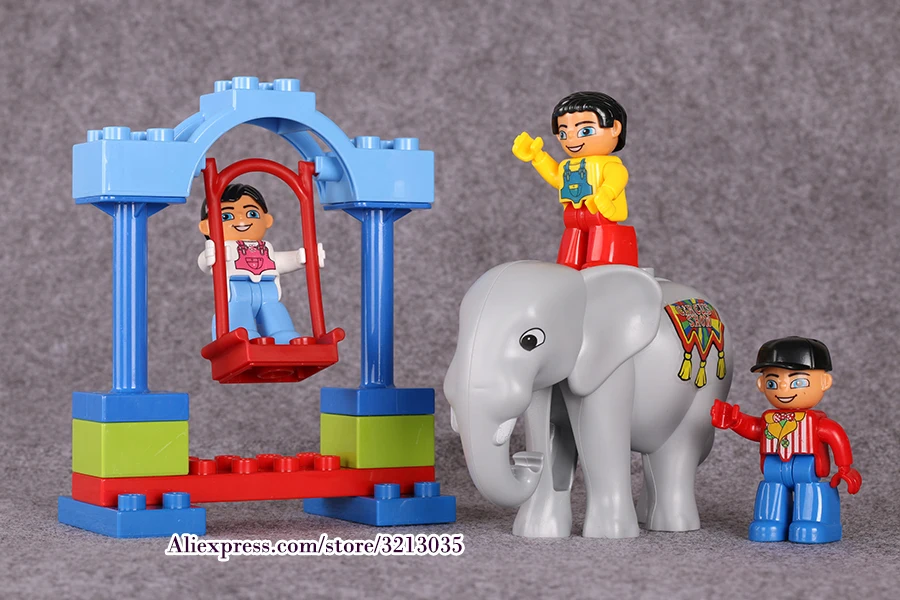 Blocos de Construção Brinquedos para Crianças Duplo Grandes Partículas Circo Mostrar Clássico Educacional Tijolos Caixa Original 65 Pçs 8 Brinquedos e hobbies