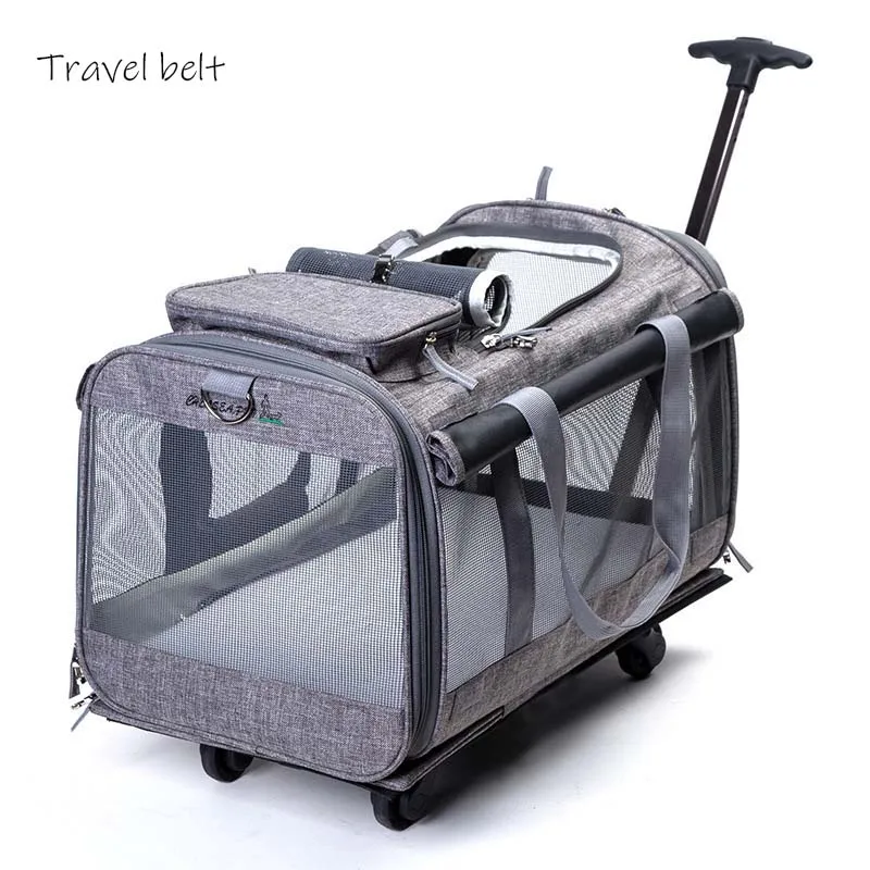 

Pet storage box, high quality breathable Rolling Luggage Spinner animal Travel Bags high quality Suitcase Wheels Trolley