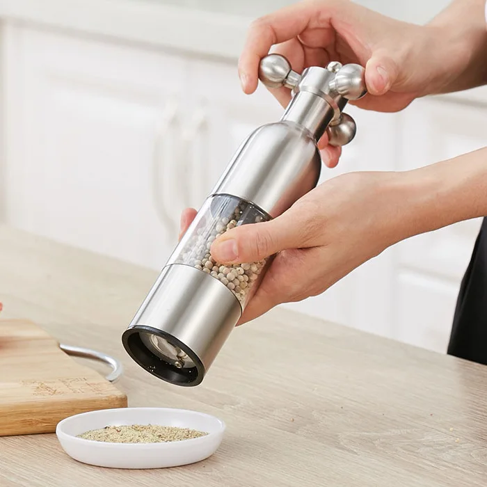 

Manual Pepper Grinder Stainless Steel Salt Seasoning Rudder Grinders Kitchen Tools For Home Restaurant QP2