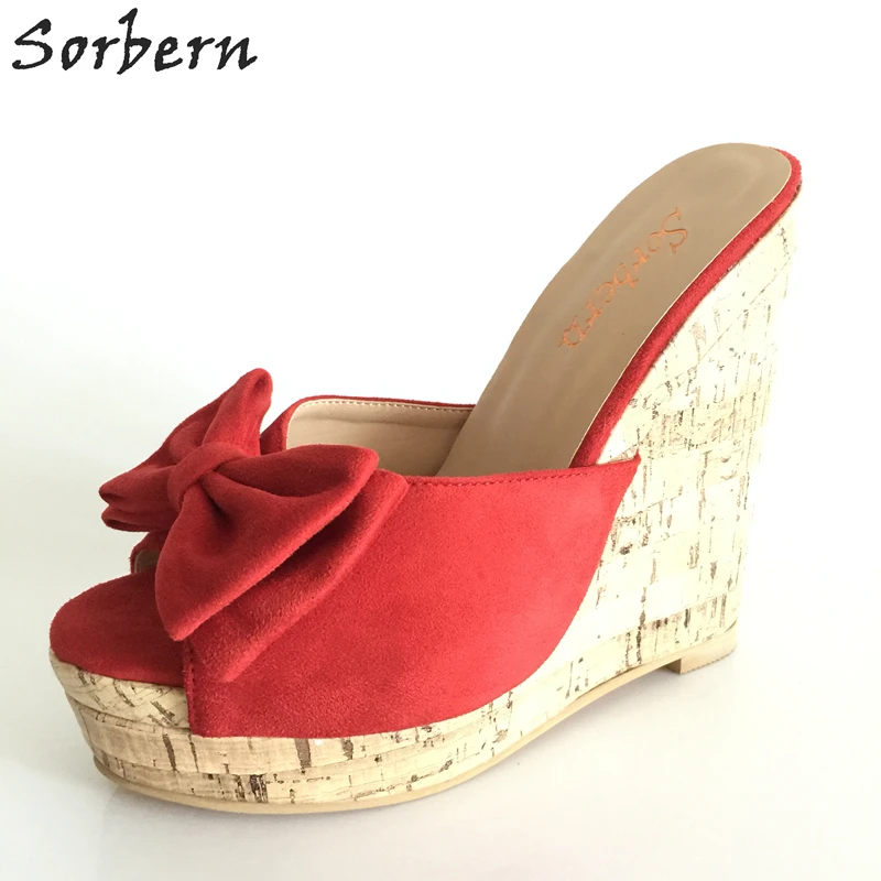 red high heel slides