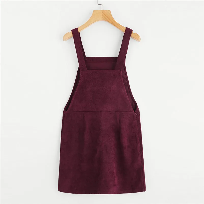 Fashion dress Autumn 2018 beach dress Women Ladies Winter Warm Pockets Sleeveless Shirt Mini Strap Dress robe femme O22#N (8)