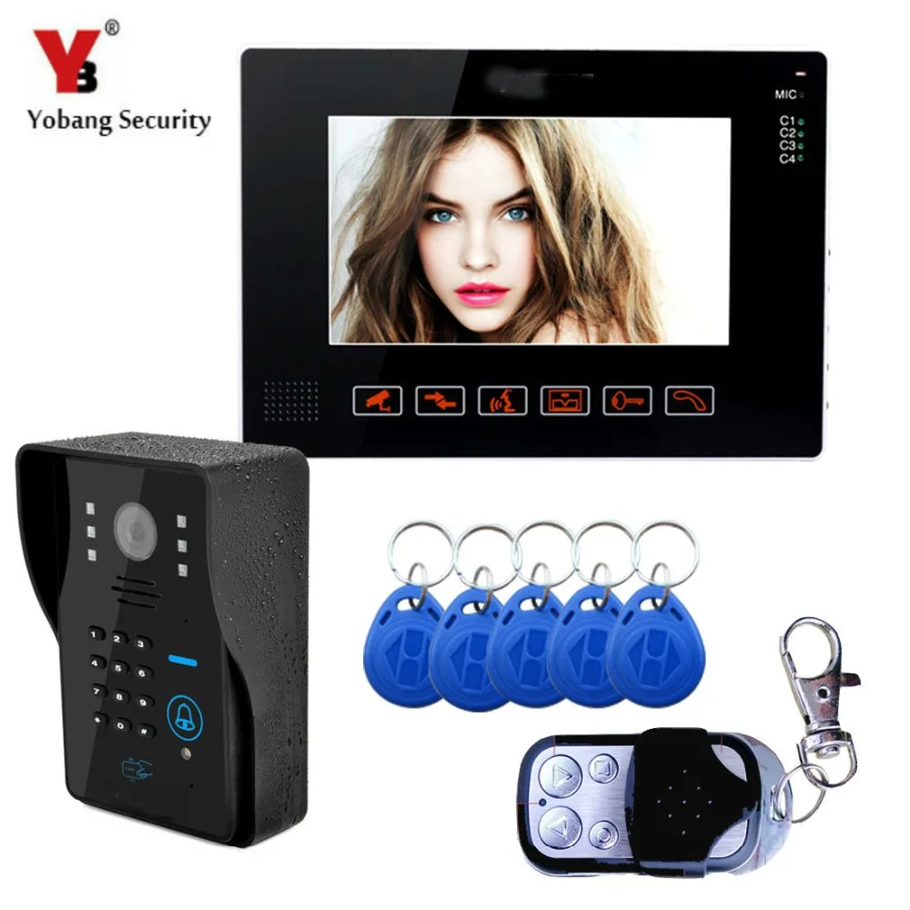 

YobangSecurity 9" Video Door Phone Doorbell Intercom System Compatible RFID Keyfobs KeyPad CCTV Monitor Night Vision Rainproof