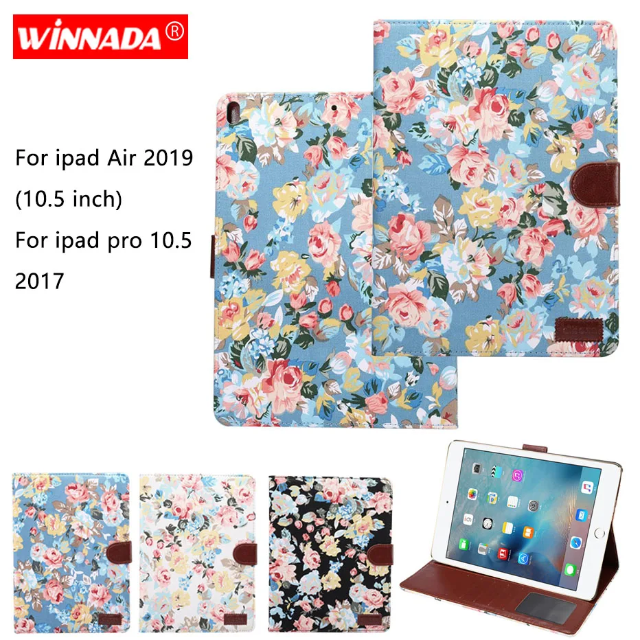 

Tablet case for Apple iPad Air 2019 10.5 inch floral cloth capa buckle coque card slots cover for Apple iPad Pro 10.5 2017 case