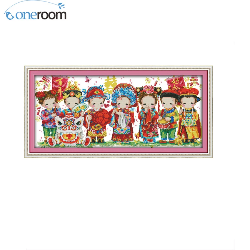 

oneroom Folk Custom Wedding Patterns Counted Cross Stitch 11CT 14CT Cross Stitch Sets Chinese Cross-stitch Kits Embroidery