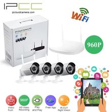 Ipcc 4ch 1.3mp wifi kits nvr sistema de cámaras de seguridad a prueba de agua al aire libre bala wifi sistema de vigilancia doméstica wirenesscctv