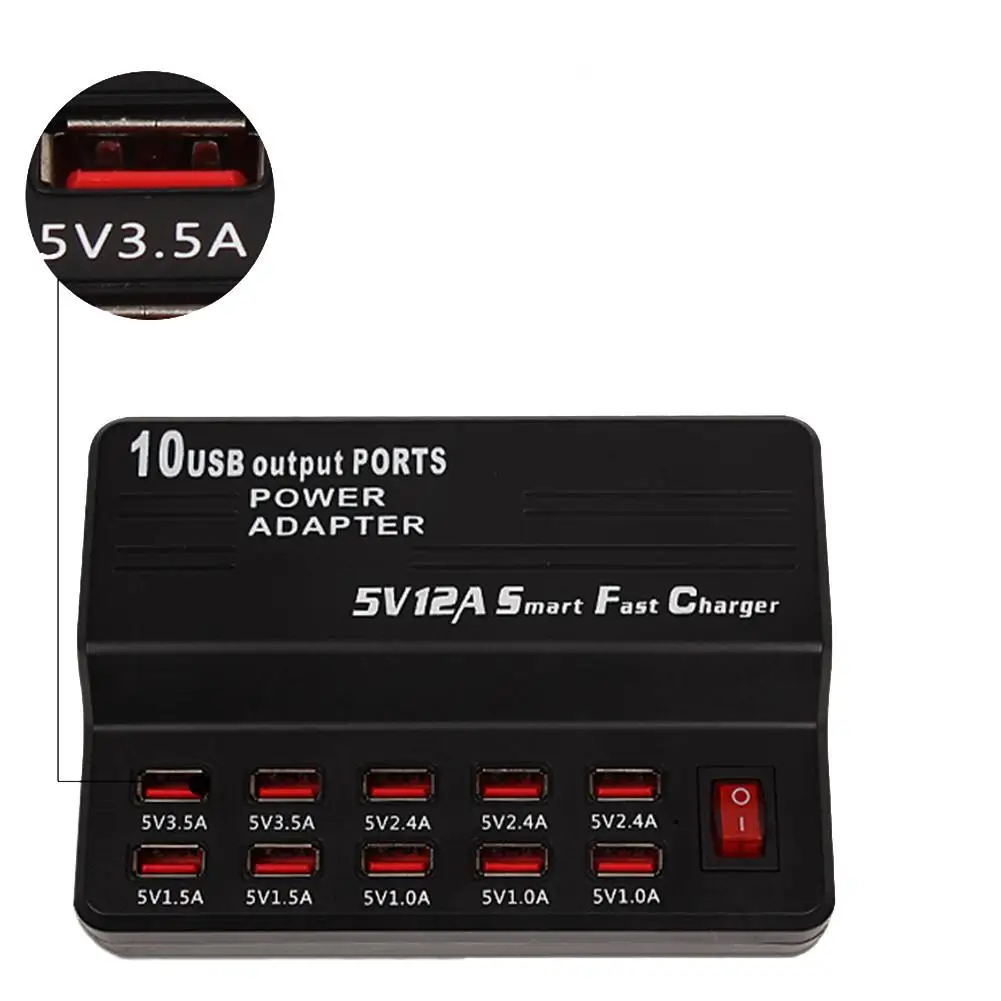 

Multi-port Universal 10usb Charging Adapter 50W Charging Strip USB Output 5V-1A / 2.4A For Mobile Phones MP3 MP4 Camera