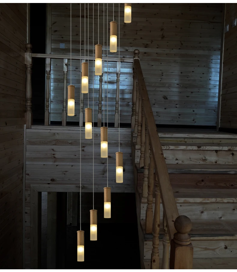 2 5 5m Long Wood Stair Lamps Spiral Led Stairway Chandelier 2 5 5m Long Wood Stair Lamps Spiral Led