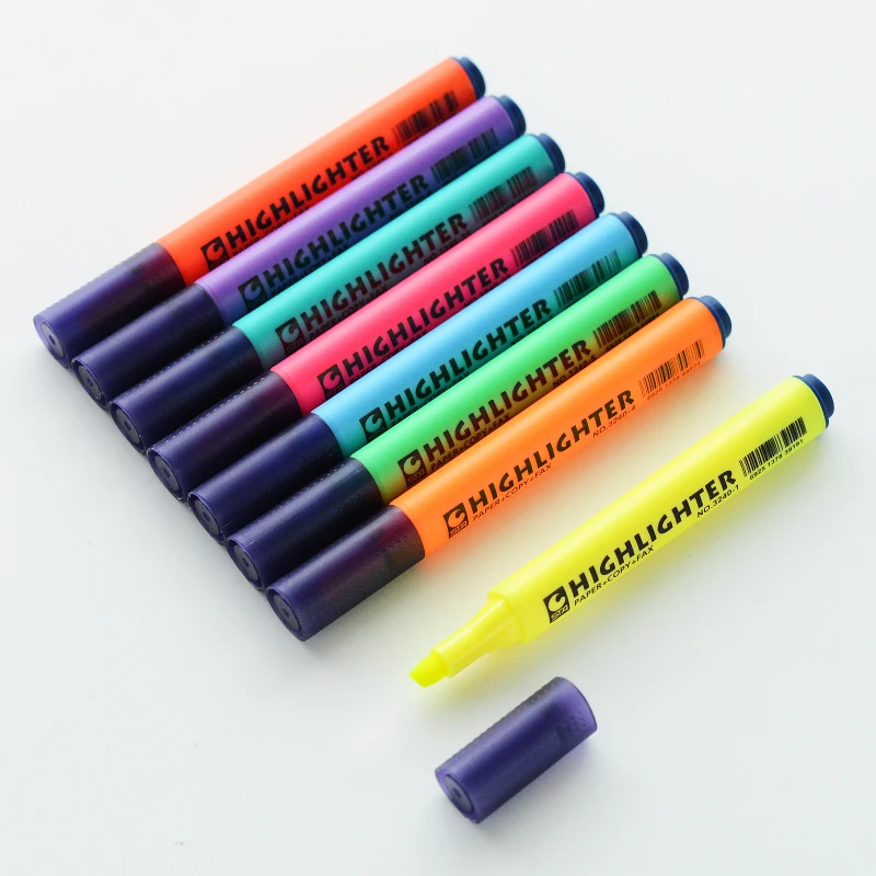 STA Premium 8 Colors Triangular Barrel Fluorescent Highlighter Pens