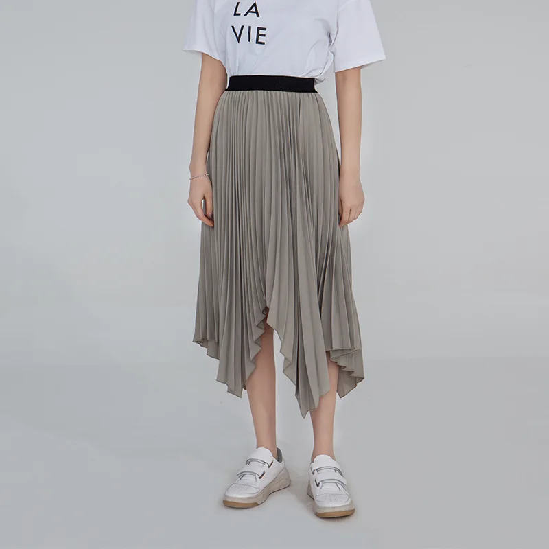 

Women's Half-length Skirt 2019 Summer Style Wrinkled Irregular Pendulum Retro-waist Half-length Skirt A-Line Skirts Women