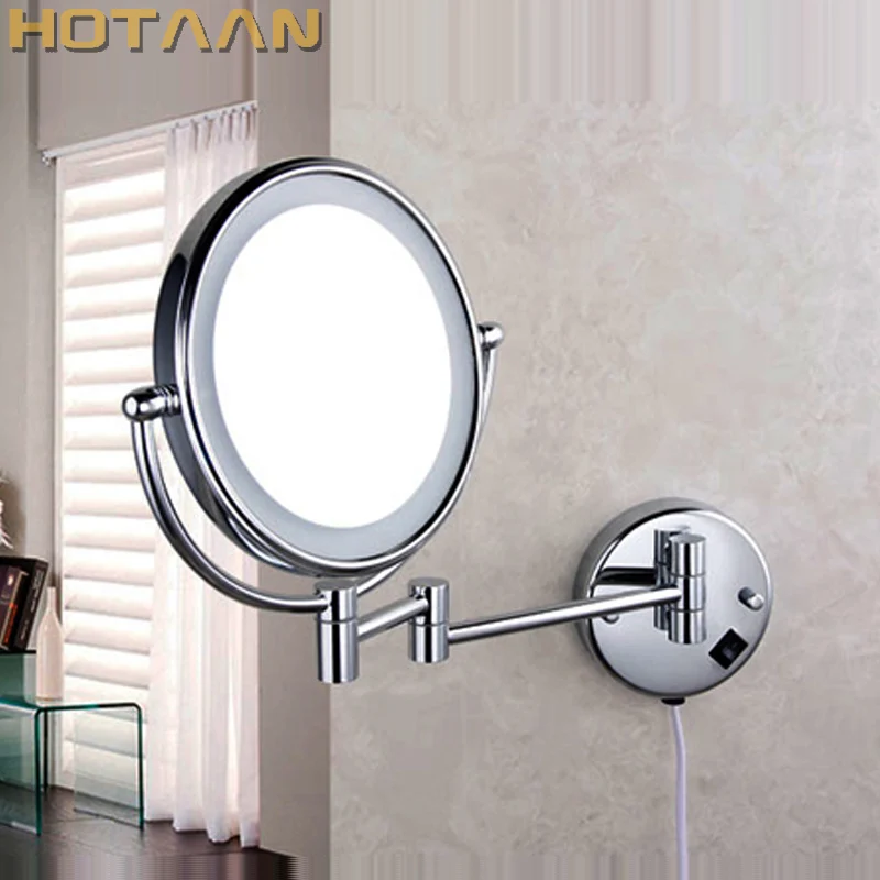 Free shipping LED light makeup mirrors 8" round dual sides 3X /1X