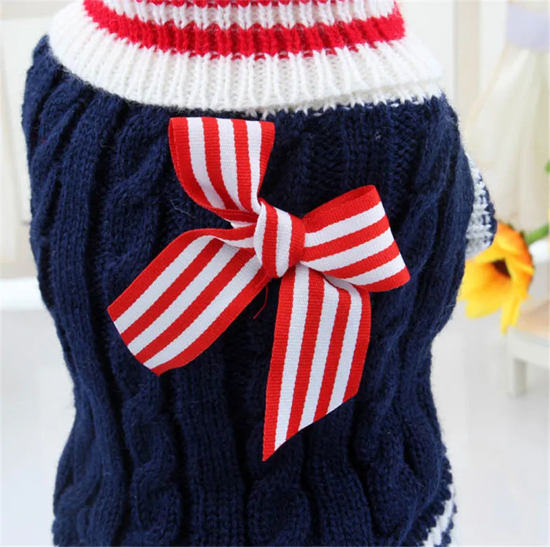 Navy Blue Red Pet Dog Clothes Warm Sweater Puppy Coat Winter Outfit For Small Pet Dog Chihuahua Teddy Clothes Dog Sweater Coat  08
