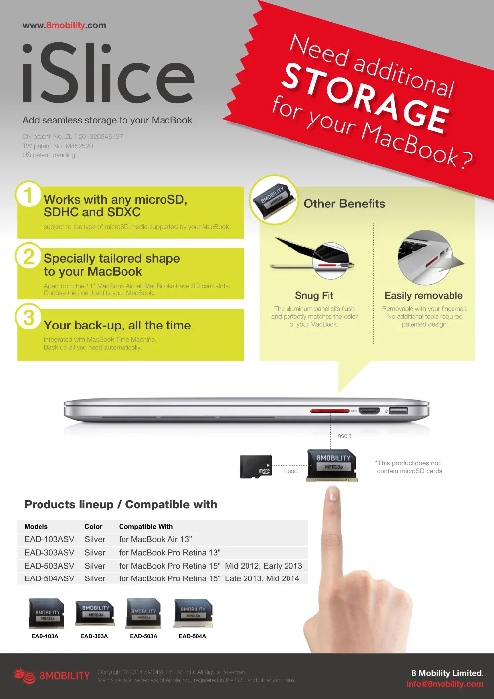 8 мобильность делает islice Алюминий устройство чтения карт памяти адаптер для MacBook retina 1" A1398(Mid 2012~ раннего 2013) EMC2512 EMC2673 серебро