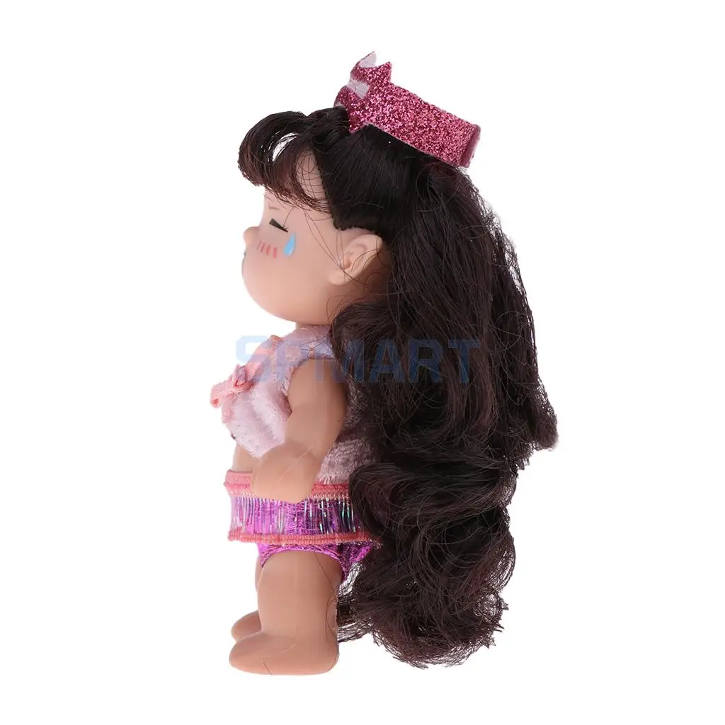 Soft Baby Dolls Toy Keychain Silicone Princess Mini Doll Miniature Dollhouse Kit with Clothes Christmas Birthday Festival Gift