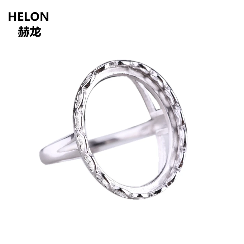 

925 Sterling Silver Engagement Wedding Ring for Women 16x21mm Oval Cabochon Semi Mount Ring for Amber Agate Turquoise Setting