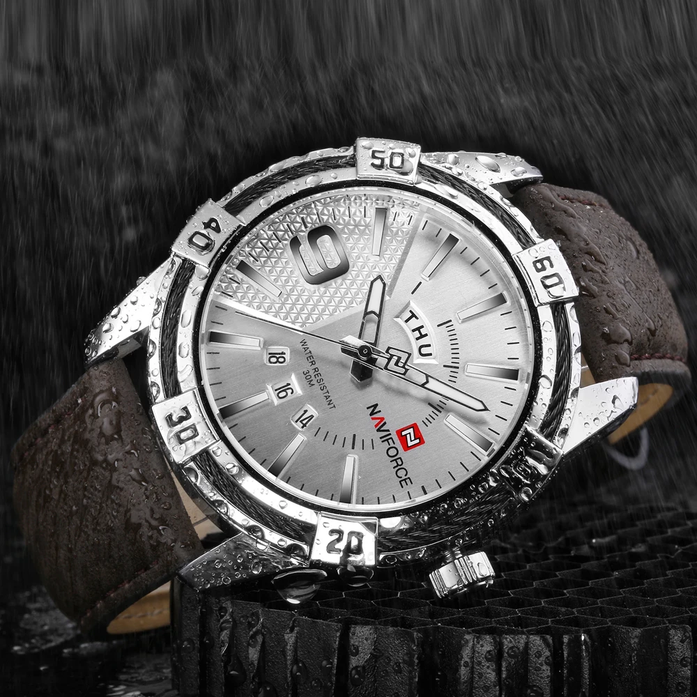 NAVIFORCE Top Luxury Brand Men's Watch Leather Strap Business Quartz Watches Men Date Waterproof Wrist watch relogio masculino NAVIFORCE Top Luxury Brand Men's Watch Leather Strap Business Quartz Watches Men Date Waterproof Wrist watch relogio masculino