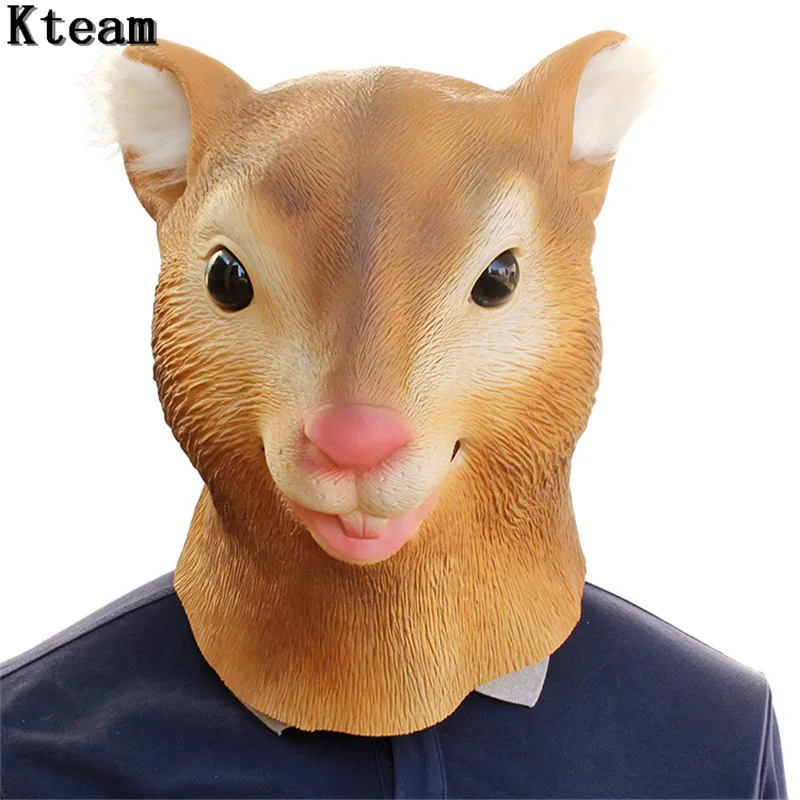 

Funny Animal Head Mask Latex Deluxe Novelty Halloween Party Costume Party Squirrel Mask Adults Animal Mask Cosplay Fancy Dress