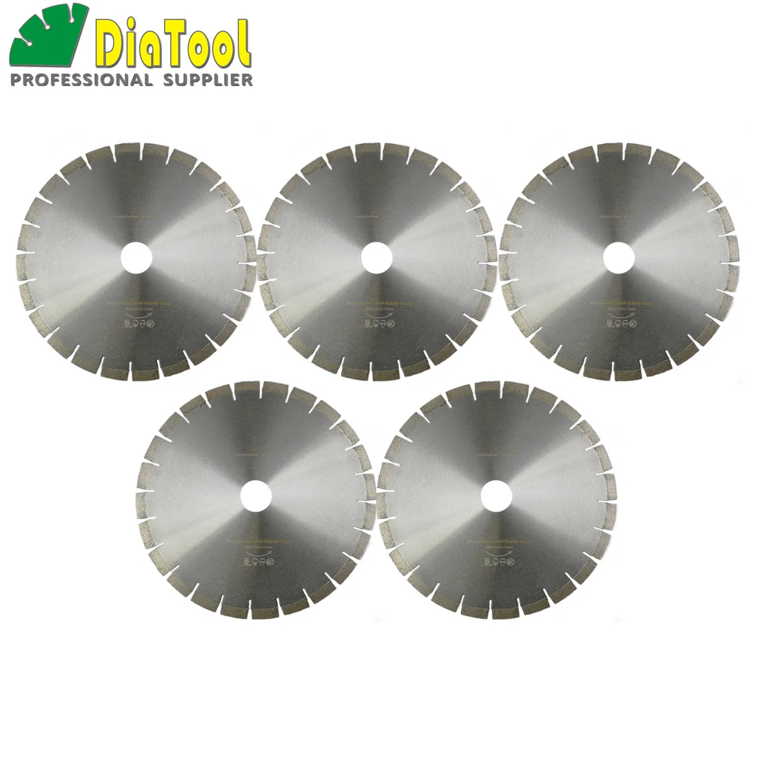 

DIATOOL 5pcs 14" Diamond Silent Saw Blade Sandwich Steel Core Cutting Disc Bore 50mm Granite Blade Diamond Wheel Disk