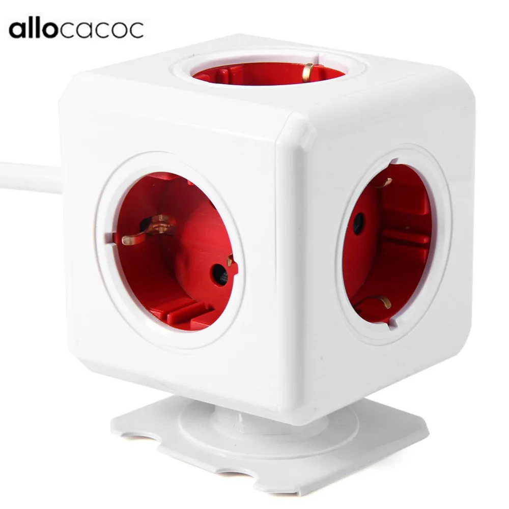 Allocacoc PowerCube Расширенный разъем питания ЕС DE Plug 5 розетки адаптер с 150 см/300 см кабель 16A