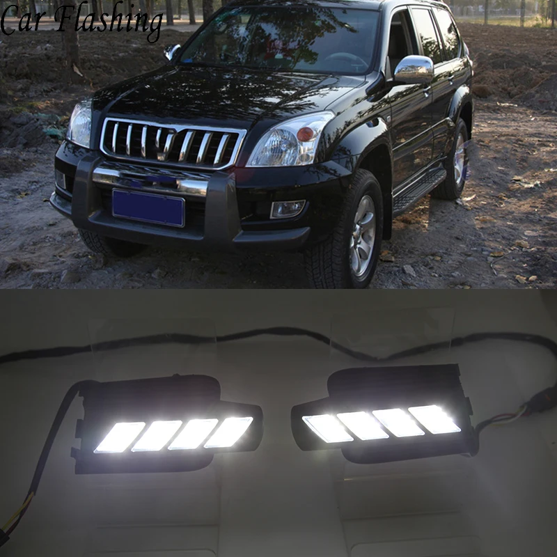 Автомобильная проблесковая 2 шт. DRL для Toyota Prado 120 Land cruiser LC120 FJ120 2003 2004 2005 2006 2007 2008 2009 Светодиодный дневной светильник