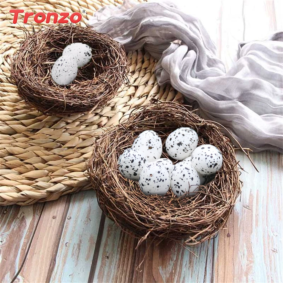 

Tronzo Easter Egg Nest Easter Decorations For Home Artificial Nest With Foam Quail Egg Birthday Party DIY Decorations Kids Favor