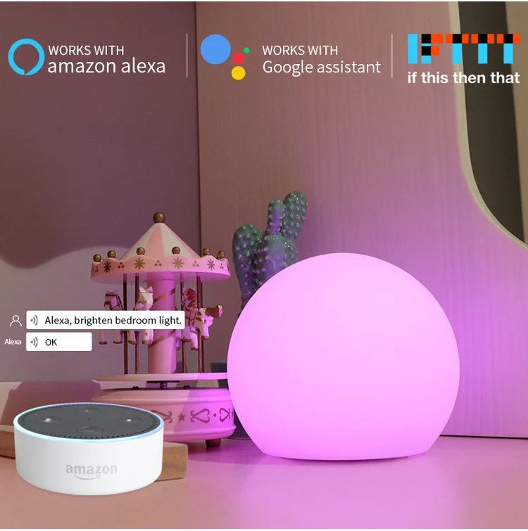 Wi-Fi Смарт-контроль RGB+ CW СВЕТОДИОДНЫЙ ночной Светильник USB Перезаряжаемый настольные атмосферные лампы работает с Alexa Google Assistant мобильное приложение