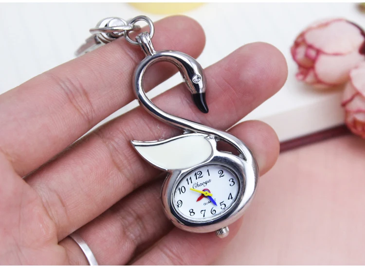 Элегантный лебедь Дизайн карманные часы Для женщин Цепочки и ожерелья элегантный кварц Подвеска Винтаж с длинной цепью P214