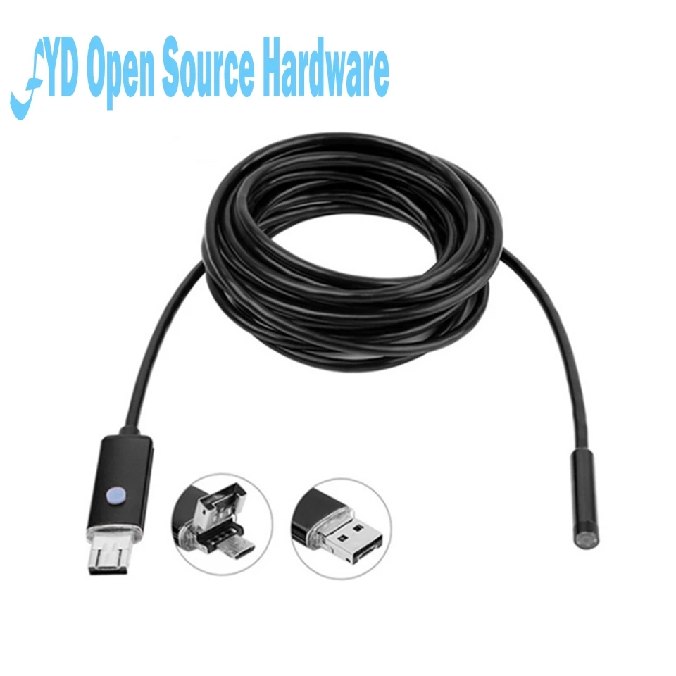2M 7mm Lens 6LED USB Endoscope Camera Borescope Snake Inspection Video Cam Ip67 Waterproof 640*480P For PC With OTG Adapter