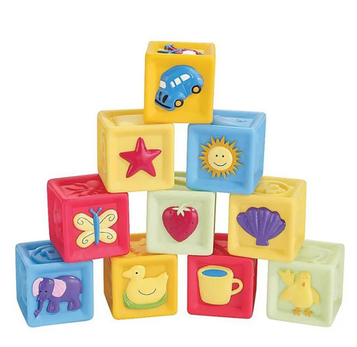 

Kids Animal Fruit Enlighten Brick Baby Soft Stacking Silicone Blocks Squeeze Building Blocks for Toddlers Age 4-24Months