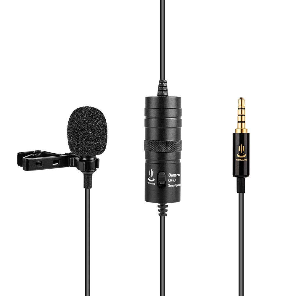Professional Lavaliere Clip-on Microphone Mic 3.5mm 6 Meters Cable Windshield for Canon Sony Nikon Cameras Camcorders DV DSLR |