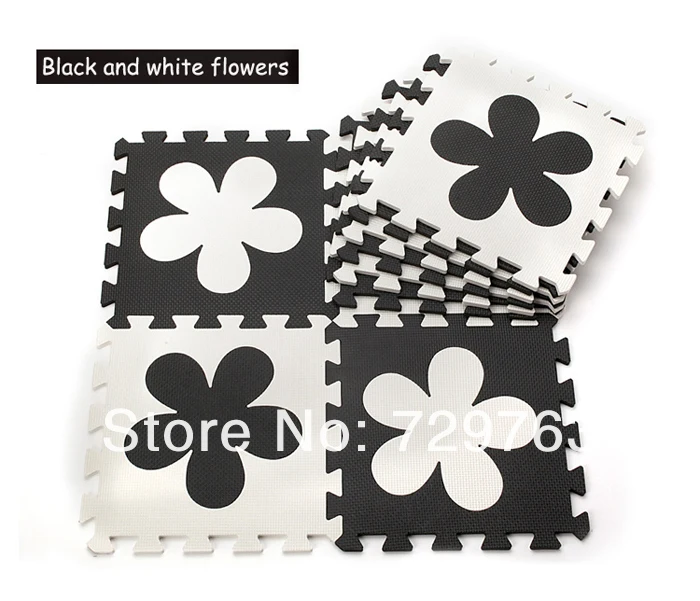 Environmentally Tasteless friendly Eva Foam Mat Black and White Flower