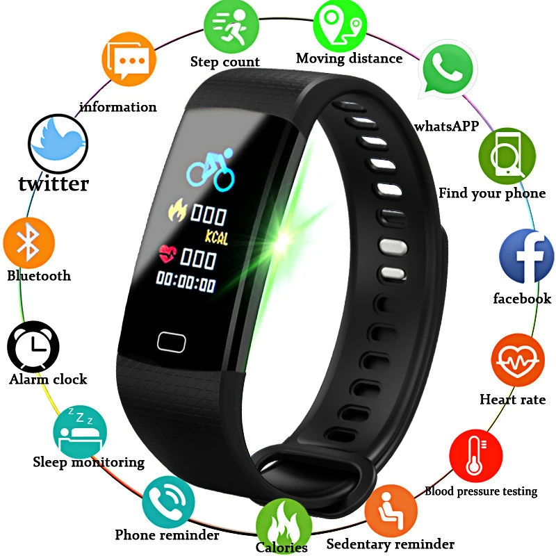 

BANGWEI Smart Watch Men Wristwatch Sport Watch Fitness tracker Pedometer Heart Rate Blood Pressure Monitor LED Smart Watch+Box