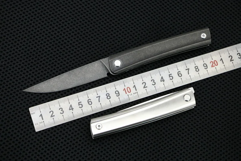 

LOCOVOO perfect lines D2 blade Titanium handle Flipper folding knife Outdoor camping hunting Survival pocket knives EDC tools