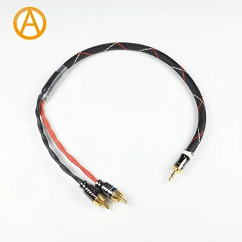 

ANAUDIOPHILE Hi-Fi 3.5mm Jack Male To RCA Stereo Cable Hi-Fi Interconect Audio Cable For Amplifier Preamp PC Mobile Phone Tablet