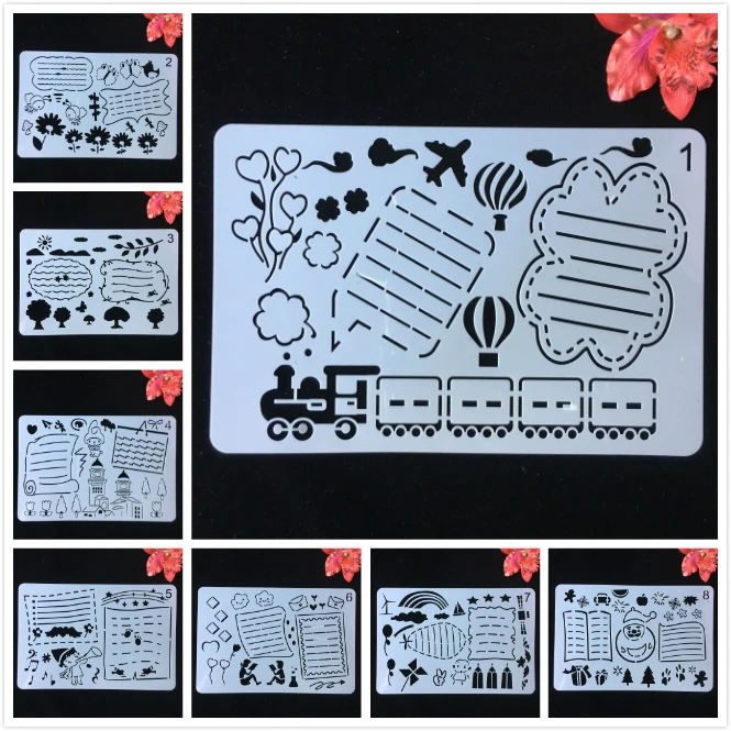 

8Pcs/Set A4 29cm Children Innocence Craft DIY Layering Stencils Painting Scrapbook Coloring Embossing Album Decorative Template