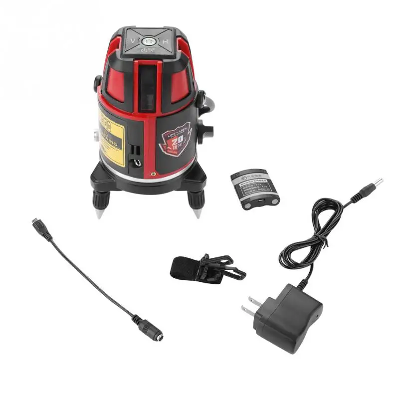 

New 5 Line Laser Line Level S110V Red Horizontal Vertical Cross Line Laser Level Precise Leveling Tool Set US Plug Laser Meter