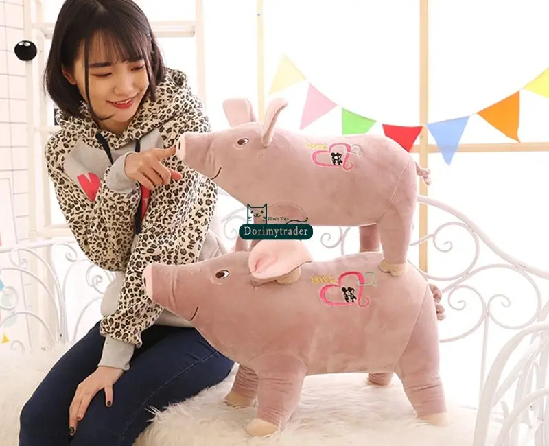 Dorimytrader New Cute 70cm Big Emulational Animal Pig Plush Toy 28inches Stuffed Soft Cartoon Pigs Doll Pillow Baby Present DY61601 (21)