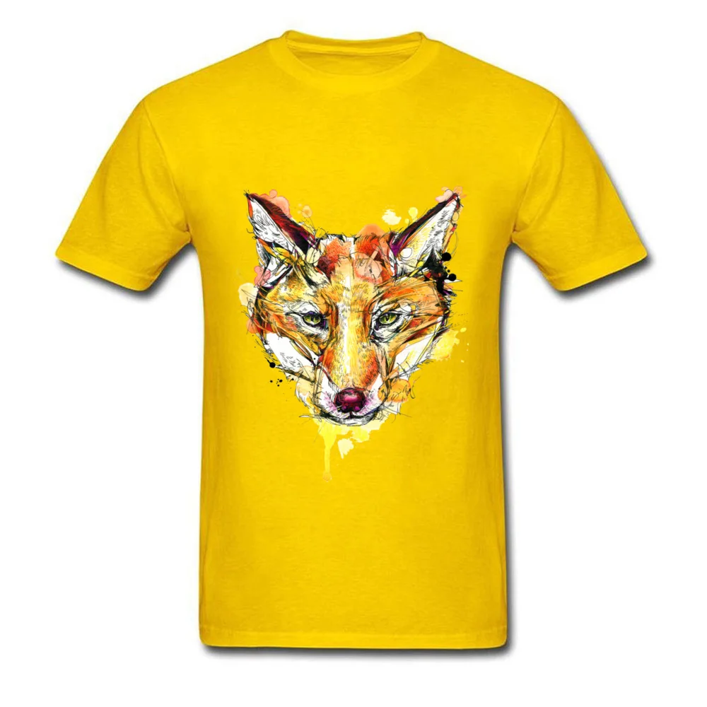 Red Fox Thanksgiving Day 100% Cotton Round Neck Tops Shirt Short Sleeve Family Sweatshirts Cheap Leisure T Shirt Red Fox yellow