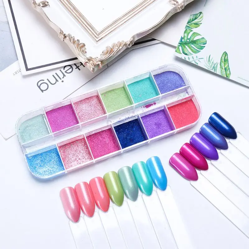 

12 Colors Ultrafine Glitter Nail Art Shimmer Powder Dust Coating Pigment DIY Manicure Decoration Beauty Eyeshadow Tools
