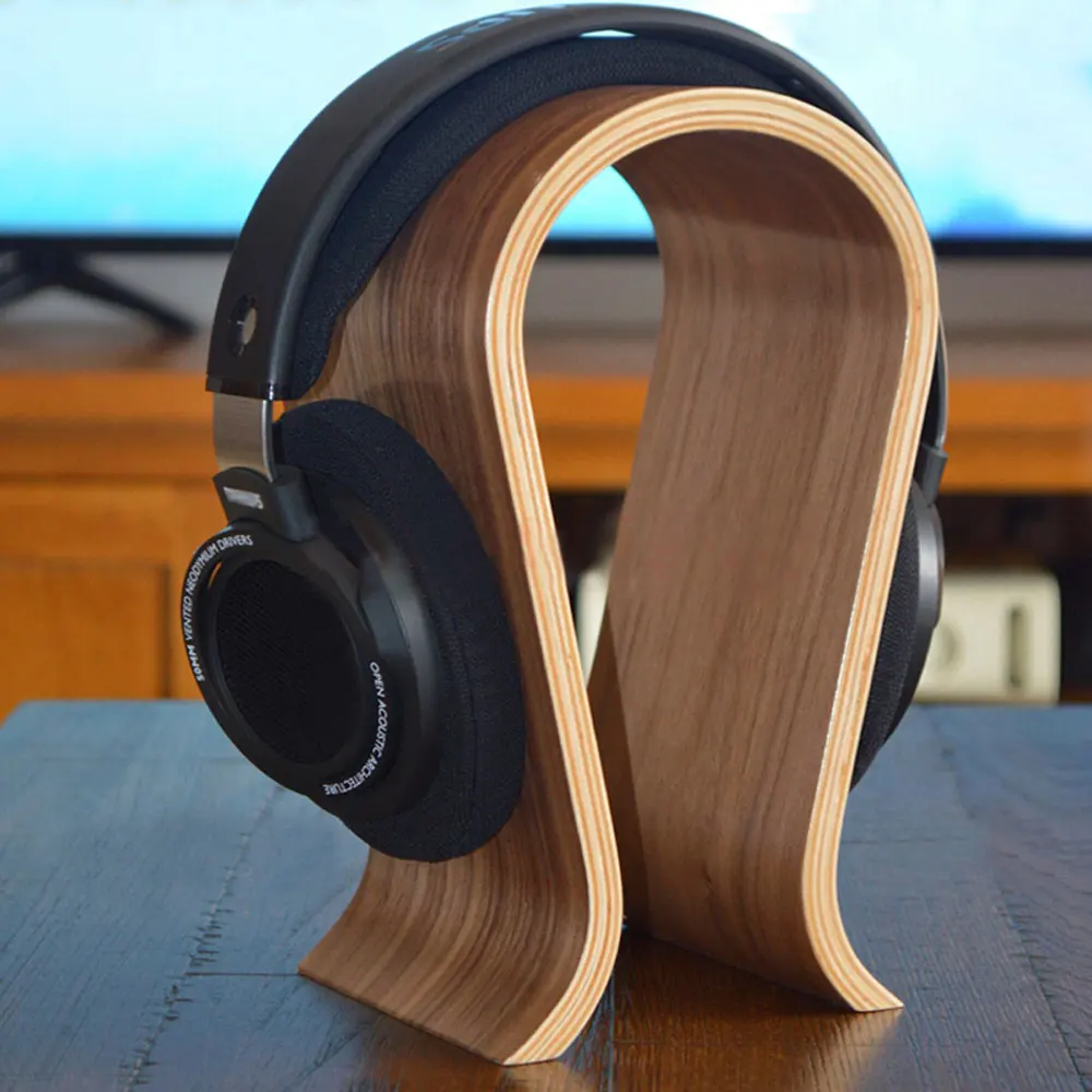 Wooden Acrylic Headphones Stand Headset Holder Ps4 Gaming Headset Desk Display Stand For Headphones Earphones Accessories