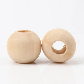 

15mm 20pcs Natural Wooden Material Round Shape Spacer Beads Big Hole For Jewelry Making Handmake DIY Accessory