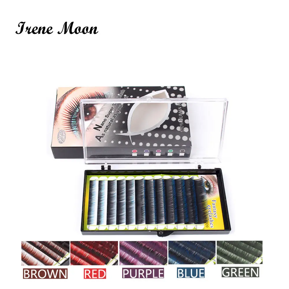 Дешево Смешанный Размеры двойной Цвет ресниц C Curl Синтетических Волос Индивидуальный Накладные ресницы расширение Thickness0.15mm 7 9 11 13 14 15 ресницы цвет...