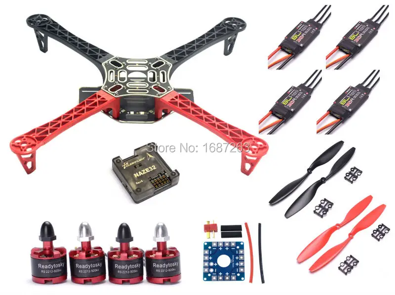 

F450 Quadcopter Rack Frame Kit Naze32 Rev6 Board + 2212 920KV Motor 30A BLHeli ESC 1045 Propeller For X525 500