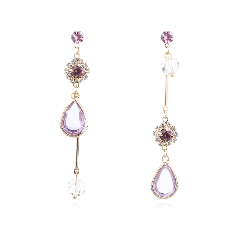 

2018 Hot Trendy Crystal Water Drop Earrings Asymmetric Geometric Rhinestone Pole Pendientes For Women Fashion Brincos Jewelry