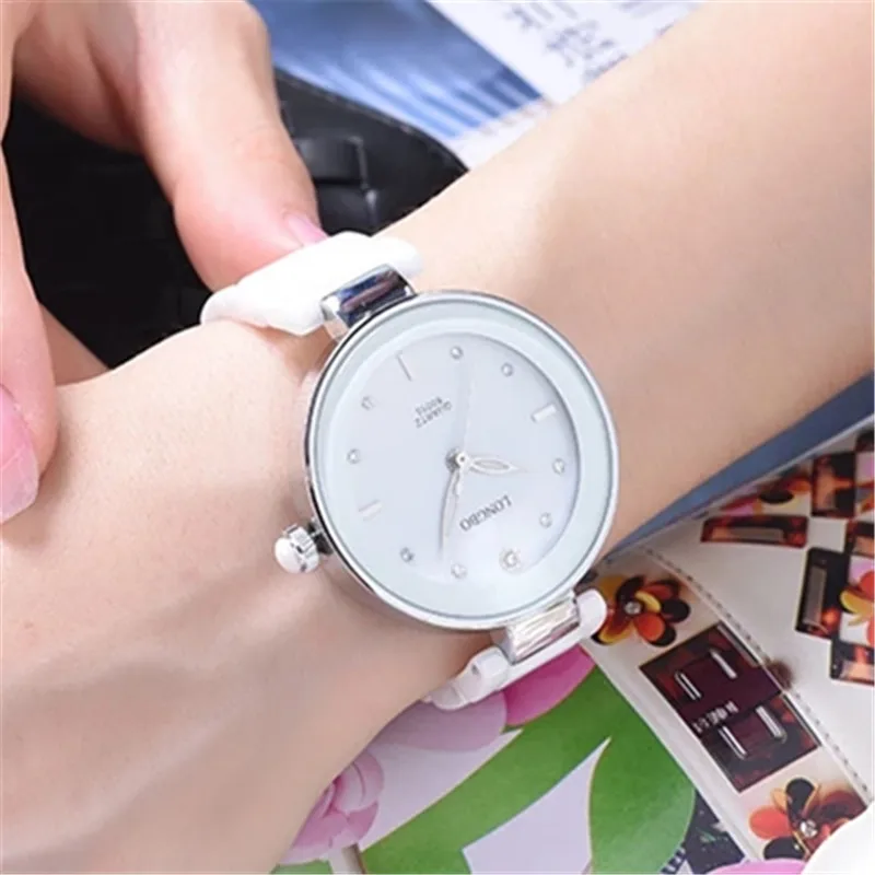 Модные Longbo Брендовые женские роскошные часы Топ белые керамические кварцевые часы женские повседневные Простые водонепроницаемые наручные часы для женщин