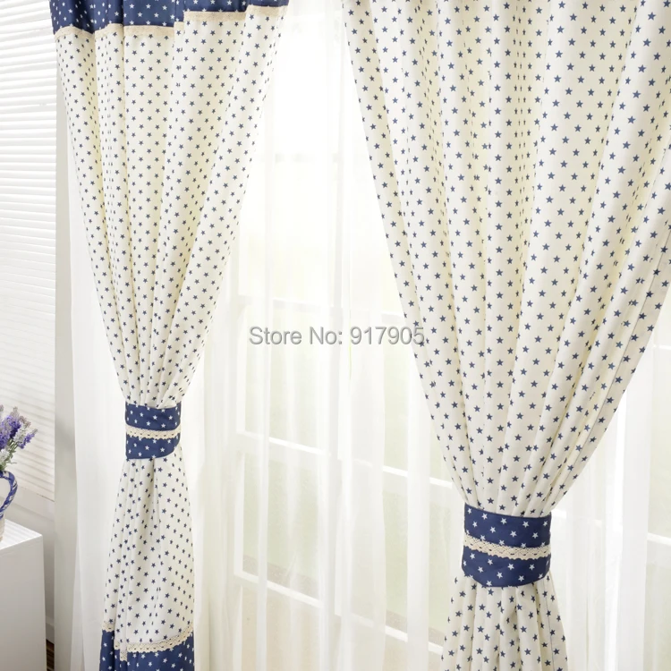Aliexpress.com : Buy Elegant Korean Home Goods Curtains Fashion ...  Aliexpress.com : Buy Elegant Korean Home Goods Curtains Fashion Home  Decoration Designer Stars Print Bedroom Curtains Blue And White Curtains  from Reliable ...
