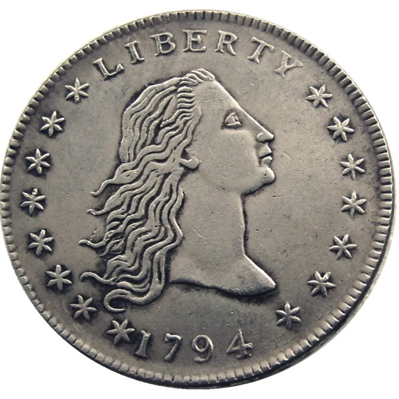 

United States Coins 1794 Flowing Hair Brass with Silver Plated Dollar Letter edge Copy Coin