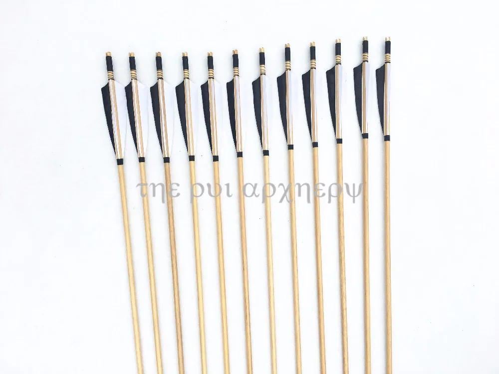 

For Long bows 32inch 6/12/24pcs 12pcs Wooden Arrow Archery Hunting Wood Shaft Arrows With Turkey Feathers