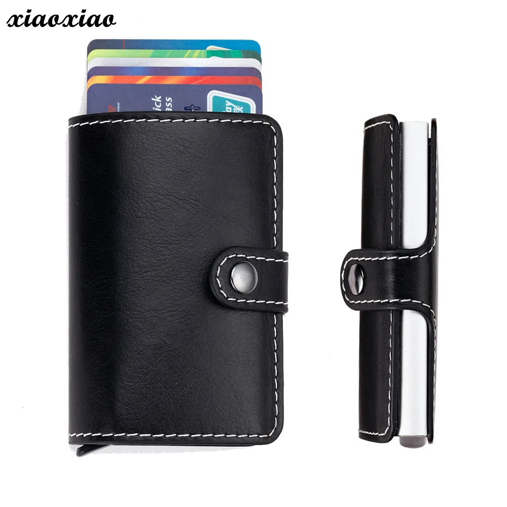

Women Men ID Credit Card Protector Leather Wallet Card Holder Package Drivers License Automatic Card Holder Box DropShipping