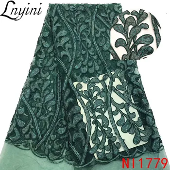 

Hot Sale Green Elegance African French Tulle Lace with Sequins Net Lace Material Sequins Lace Fabric for Wedding Dresses NI1779