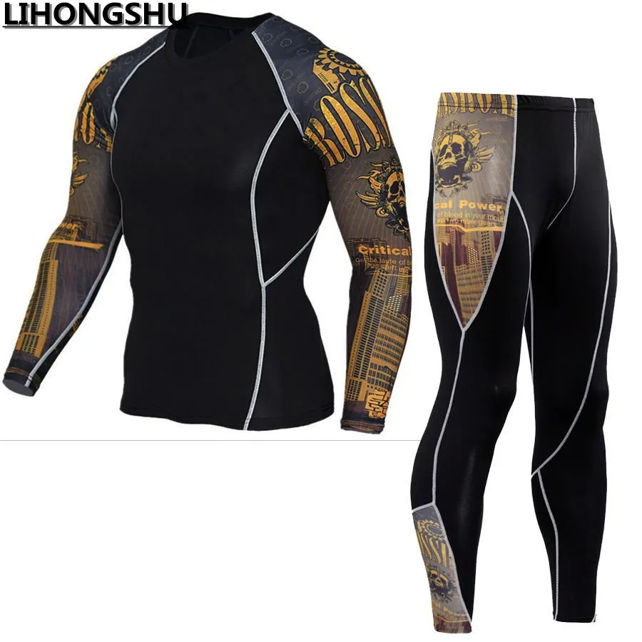 Muscle Men 3D Prints Compression Shirts T shirt Long Sleeves Thermal